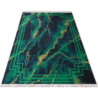 DomTextilu Protišmykový koberec zelenej farby so vzorom 55139