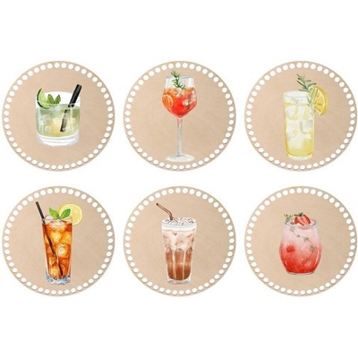 ČistéDřevo Dřevěné podtácky k obháčkování letní drinky 10cm