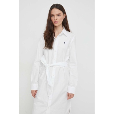 Ralph Lauren Памучна рокля Polo Ralph Lauren в бяло къса със стандартна кройка 211928804 (211928804)