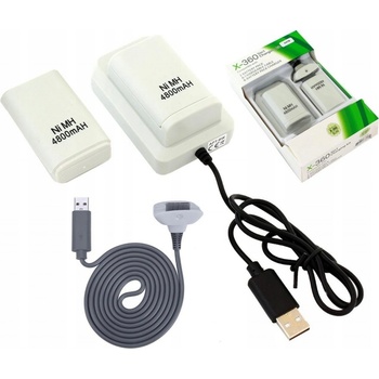 APT KX7B 2x XBOX 360 Baterie USB kabel, bílá