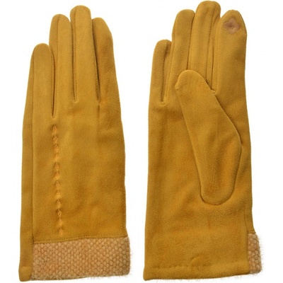 dámské rukavice s výšivkou okrové