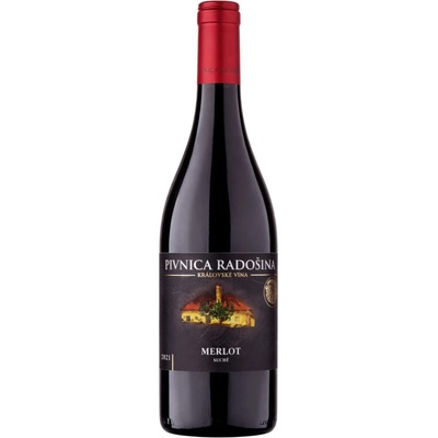 Pivnica Radošina Merlot 2021 suché 14% 0,75 l (čistá fľaša)