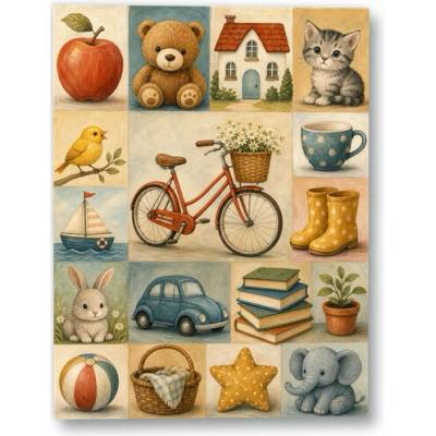 Plakát – Dětské obrázky prvních slov 60 × 80 cm Bez rámu Ne Bez rámu – Hledejceny.cz