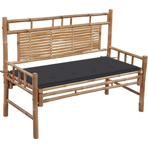 vidaXL Градинска пейка с възглавница, 120 см, бамбук (3063876)