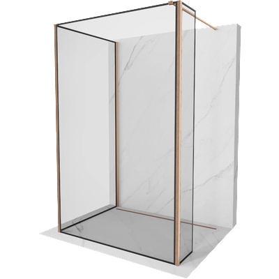 Mexen Kioto душова стена Walk-in 130 x 110 x 30 см, черен модел, четкан мед - 800-130-110-221-65-70-030 (800-130-110-221-65-70-030)