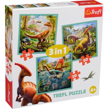 Trefl Пъзел Trefl 3 в 1 - Динозавърски свят (34837)