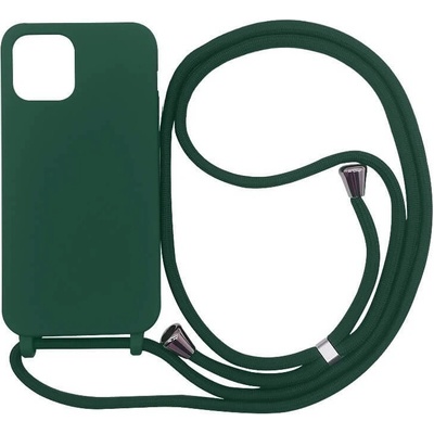 Pouzdro SES Gumové ochranné se šňůrkou na krk Apple iPhone SE 2022 - tmavě zelené – Zboží Mobilmania