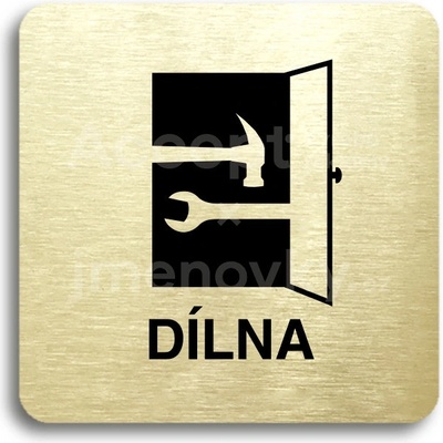 ACCEPT Piktogram dílna - zlatá tabulka - černý tisk bez rámečku