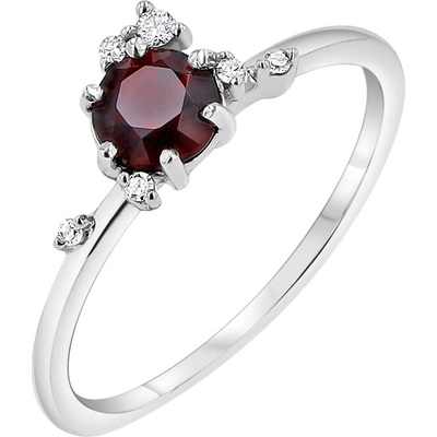 Eppi Cluster zásnubný prsteň s českým granátom a diamantmi Rosa R47907