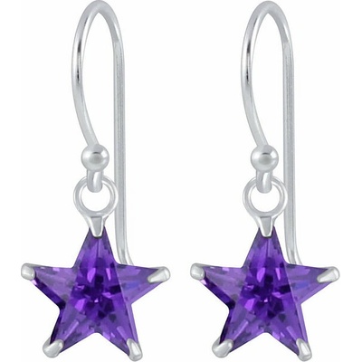 Nefertitis 02108 Stříbrné visací náušnice 22 mm VIOLET STAR NF59232 1,6 cm, 1,6 g