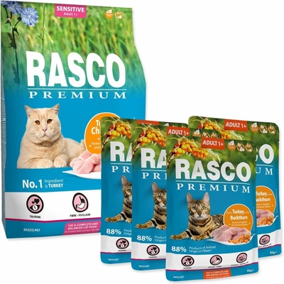 Rasco Premium Cat Kibbles Sensitive Turkey Chicory Root Lactic acid bacteria 2 kg