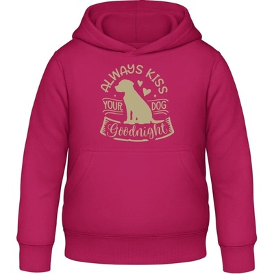 AWDis detská mikina s kapucňu So psím dizajnom a nápisom Zvodná ružová
