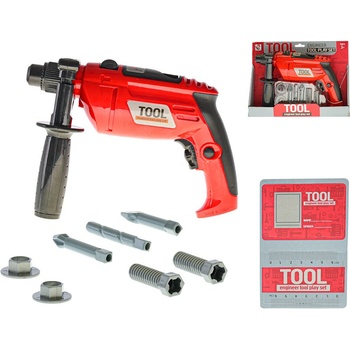 Mikro Trading červená vrtačka 26cm + 17ks příslušenství na baterie