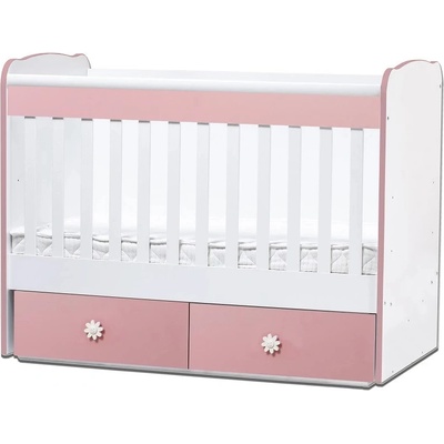 Дейзи Н Бебешка кошара Тони 70/140 с неподвижна решетка бял+розов