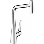 Hansgrohe Кухненски смесител с изваждащ се душ Hansgrohe Metris Select M71 320 с 2 струи гланциран хром и sBox (73816000)