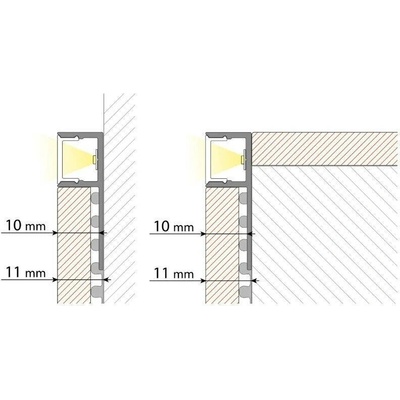 ML-761.377.43.2 Hliníkový profil pro obklady a dlažbu černý DP 33x11mm včetně mléčného difuzoru 2m
