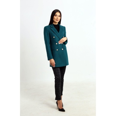 Radek's collection Дамско вълнено манто в цвят петрол 42115-405