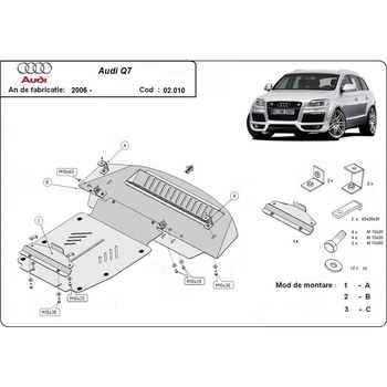 Scut Motor - Румъния Метална кора под двигател audi q7 (4l) от 2006 до 2009 (73866)
