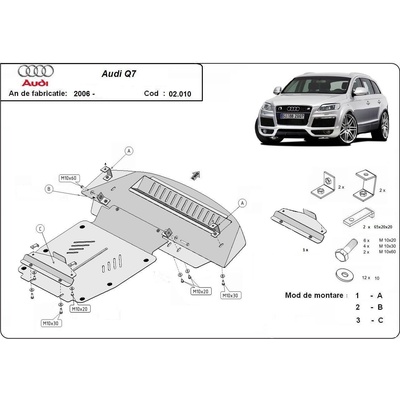 Scut Motor - Румъния Метална кора под двигател audi q7 (4l) от 2006 до 2009 (73866)