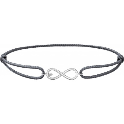 Tiami provázkový náramek Infinity z bílého zlata s diamantem tmavě šedý BIFFW2206