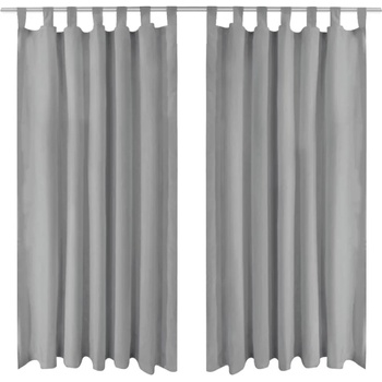 Image 1 of vidaXL Завеси от микросатен, 2 бр, с "уши", 140x225 см, сиви (132214)