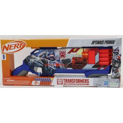 PISTOLE NERF TRANSFORMERS OPTIMUS PRIMAL STŘÍLÍ 2 ŠIPKY NAJEDNOU SADA F9715