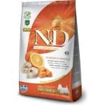 Farmina N&d grain free pumpkin codfish & orange adult mini - пълноценна храна за кучета в зряла възраст над 1 година от дребните породи с тиква, риба треска и портокал 7 кг pnd0700043