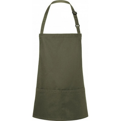 Karlowsky Krátká zástěra s kapsami na břiše nastavení délky na sponu zelená tmavá Pantone 4229C KY123