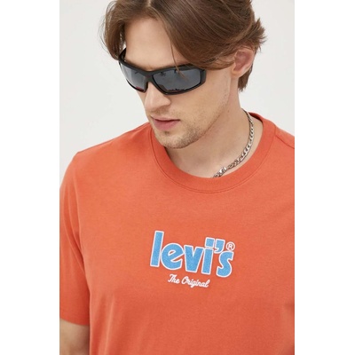 Levi's Памучна тениска Levi's в оранжево с апликация (16143.0740)