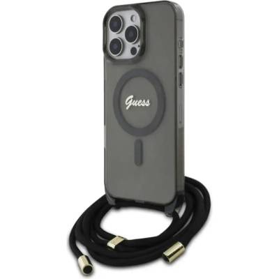 GUESS Калъф Guess Crossbody Cord Script MagSafe за iPhone 16 Pro Max - черен (3666339345679)
