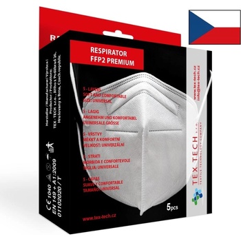 Tex-Tech český premium respirátor FFP2 černý 5 ks