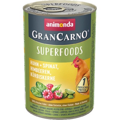Animonda GranCarno Superfoods - пиле + спанак и малини 400г