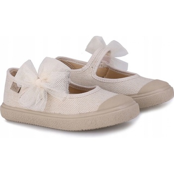 Emel dětské textilní baleríny na suchý zip béžové