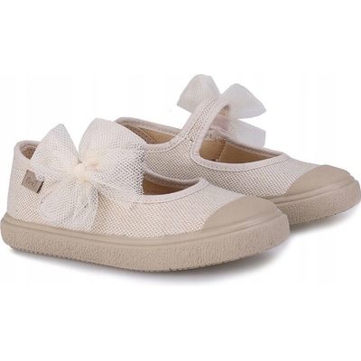 Emel dětské textilní baleríny na suchý zip béžové