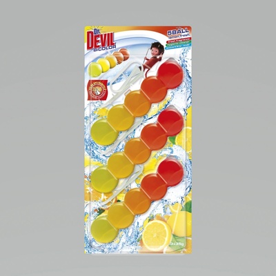 Dr. Devil WC Bicolor 5ball závěsný WC blok Lemon Fresh 3 x 35 g
