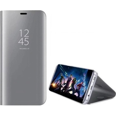 Púzdro SES Zrkadlové plastové flip Huawei Y7 Prime (2018) - strieborné