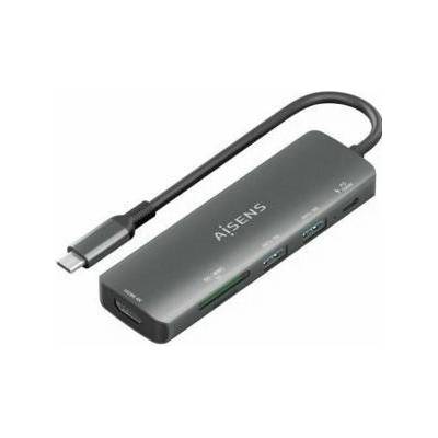 AISENS USB извод Aisens USB-C DOCK 6 EN 1 GRIS Сив 100 W