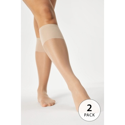 Mona QUEEN 2 PACK silonových podkoleniek 20 DEN alabaster