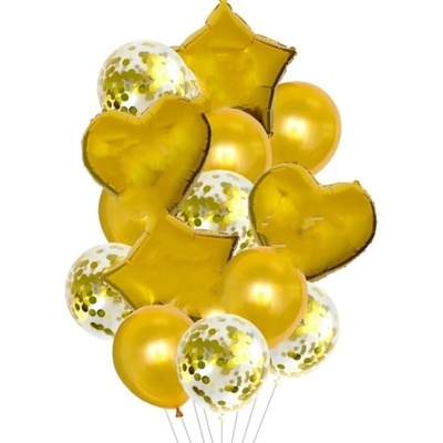 Camerazar Sada 20 balónků s konfetami růžově zlatá latex průměr 30 cm