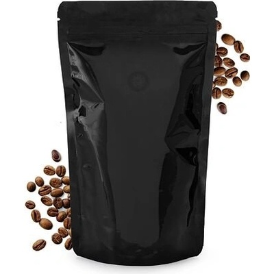 Doypack ZIP | černý lesk | AL | ventil obsah 150g (130 x 225 + 70 mm)
