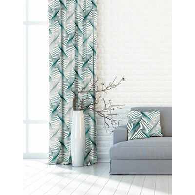 Záves dekoračný alebo látka, OXY Waves, tyrkysový, 150 cm 150 cm