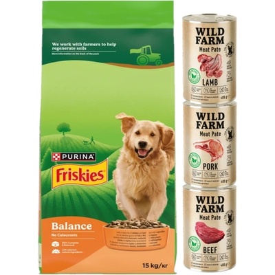 Friskies PURINA Friskies Balance 15кг + Wild Farm Pate 3x400г MIX
