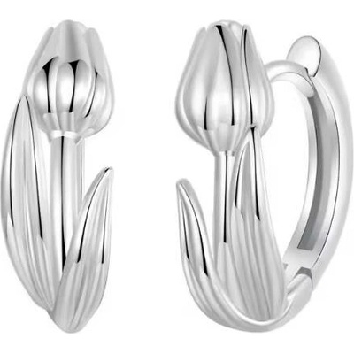 For Silver Stříbrné kruhové náušnice ve tvaru tulipánu – Stříbro 925
