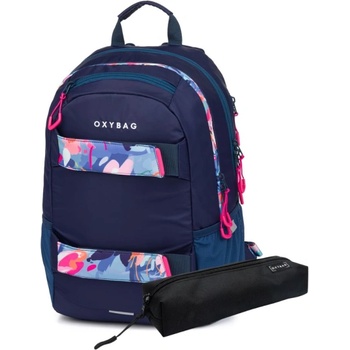 KARTON P+P Ученическа раница + несесер OXY Sport Flowers Blue