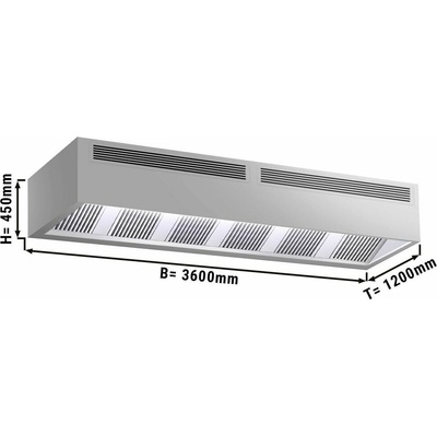 G.Gastro Indukční digestoř - 3,6 m - s filtrem a LED svítidlem - D11885781