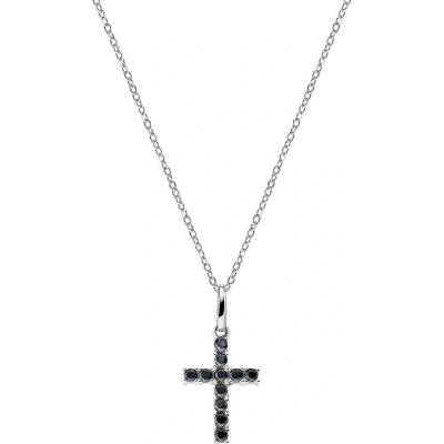 Amen Originálny strieborný náhrdelník so zirkónmi cross CRBN03
