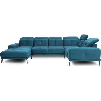 Eltap Син кадифен ъглов диван (десен ъгъл U форма) Neviro - ELTAP (CO-NEV-RT-38LU)