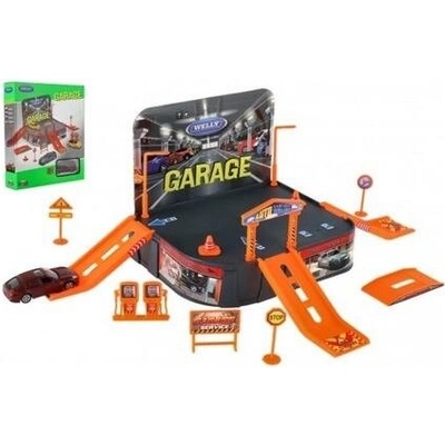 Welly Garáž Welly auto Porsche kov/plast v krabici 21x25x5,5cm
