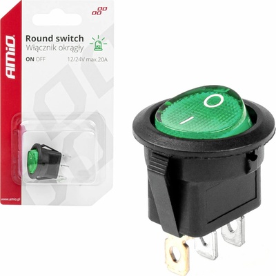 Kulatý vypínač se zeleným podsvícením AMIO-03084