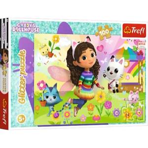 Trefl Trefl: Куклената къща на Габи Glitter пъзел - 100 части (14832)